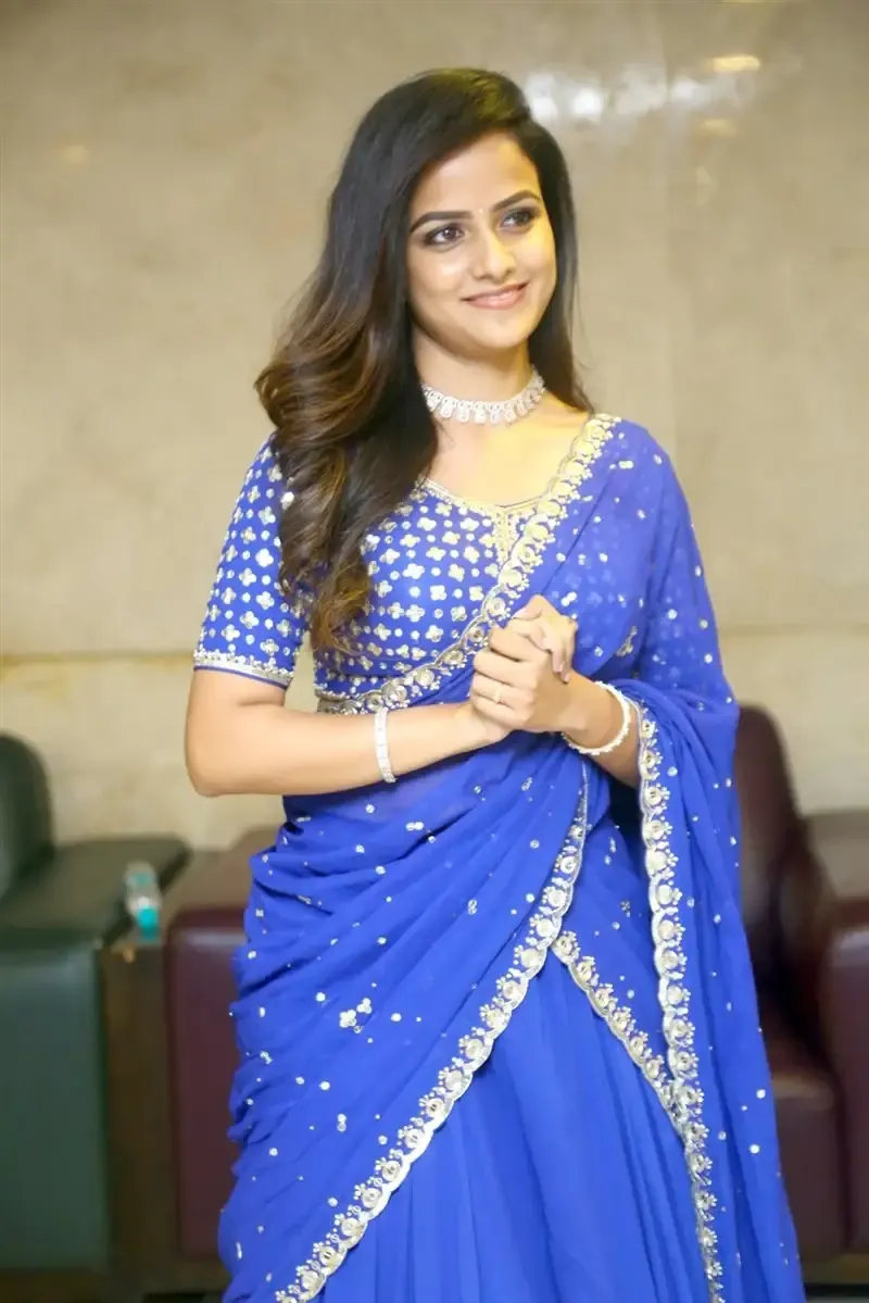 ACTRESS VAISHNAVI CHAITANYA IN BLUE SAREE AT BABY MOVIE PRE RELEASE EVENT 10